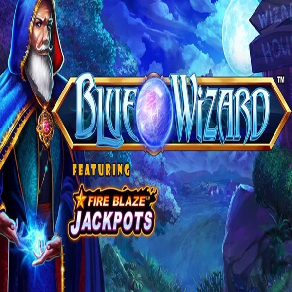 Official Slots logo: Blue Wizard Fire Blaze Jackpots by Rarestone Gaming at Mostbet Casino