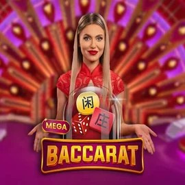 Mega Baccarat online game logo by Pragmatic Play on mostbetkasyno.org.pl
